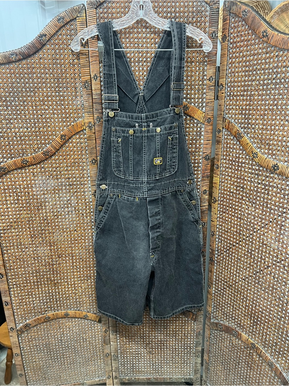 Denim overall shorts black denim size 28